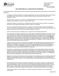 DOH Formulario 422-158 Formulario De La Negacion De Paternidad - Washington (Spanish), Page 2
