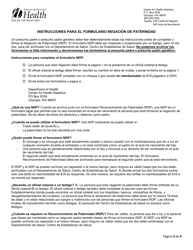 DOH Formulario 422-158 Formulario De La Negacion De Paternidad - Washington (Spanish), Page 3