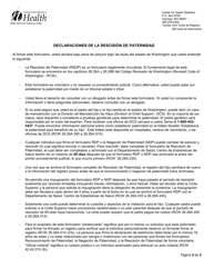 DOH Formulario 422-157 Formulario De La Rescision De Paternidad - Washington (Spanish), Page 2