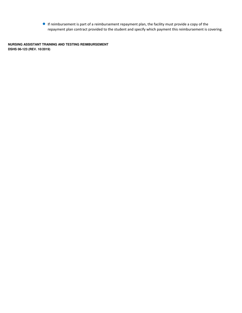 DSHS Form 06-123 Nursing Assistant Training and Testing Reimbursement - Washington, Page 10