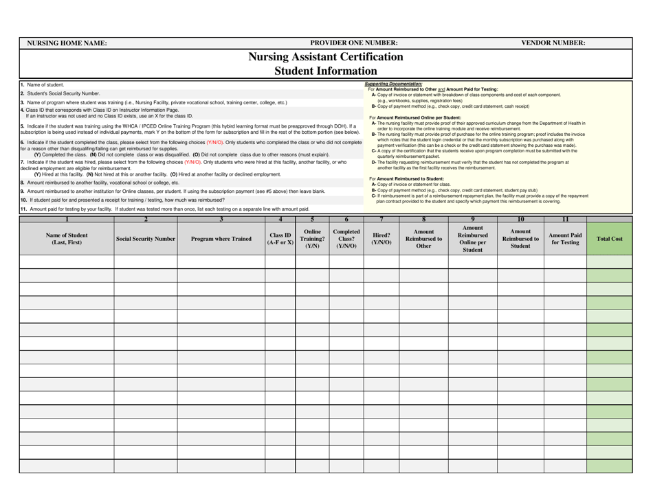 DSHS Form 06-123 Nursing Assistant Training and Testing Reimbursement - Washington, Page 3