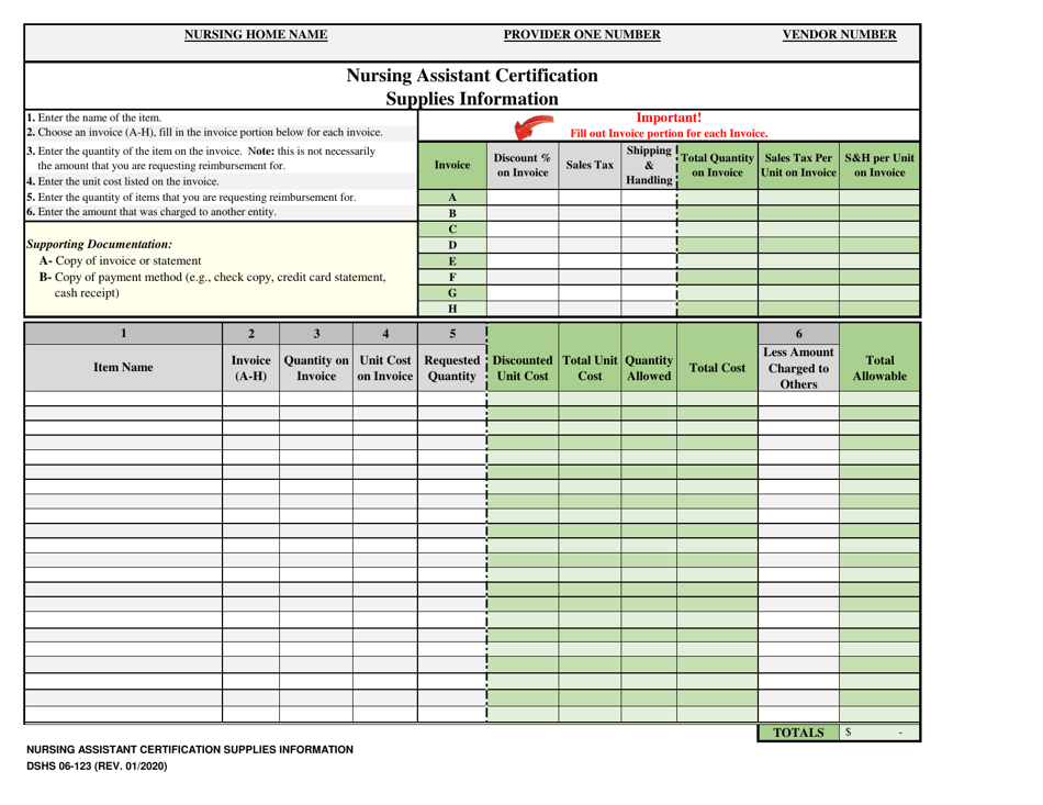 DSHS Form 06-123 Nursing Assistant Training and Testing Reimbursement - Washington, Page 5