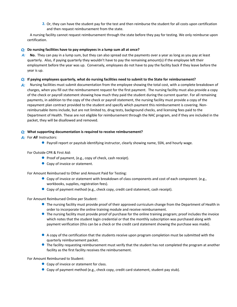 DSHS Form 06-123 Nursing Assistant Training and Testing Reimbursement - Washington, Page 9