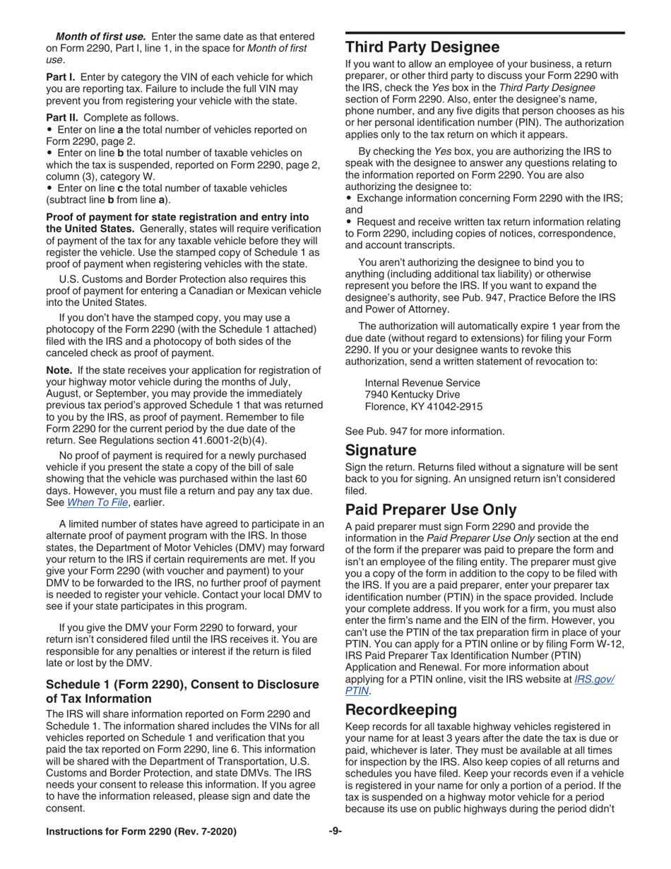 Instructions for IRS Form 2290 Heavy Highway Vehicle Use Tax Return, Page 11