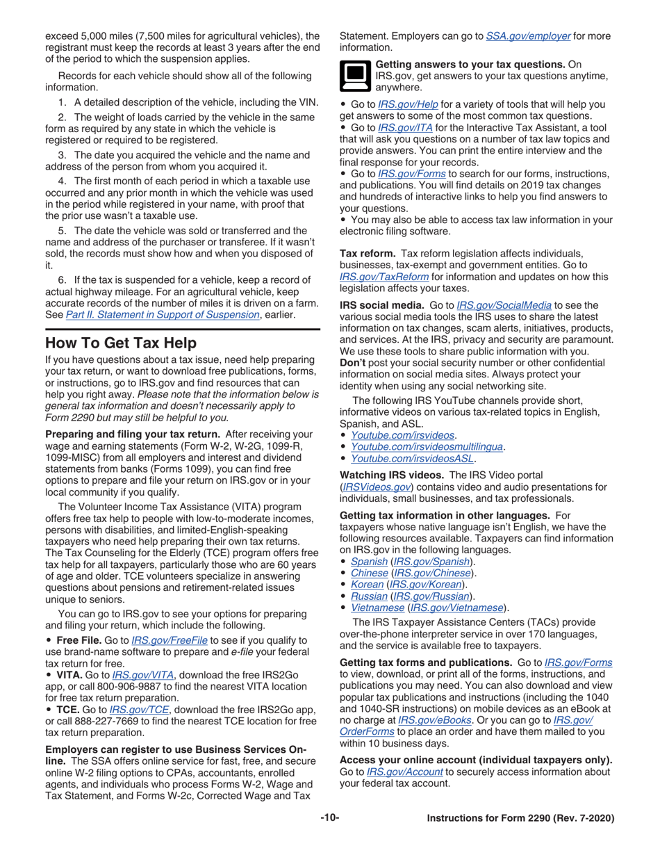 Instructions for IRS Form 2290 Heavy Highway Vehicle Use Tax Return, Page 12