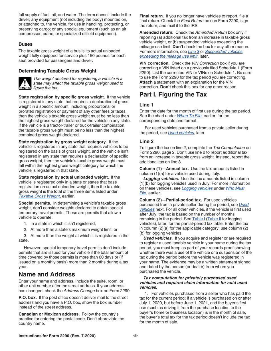 Instructions for IRS Form 2290 Heavy Highway Vehicle Use Tax Return, Page 7