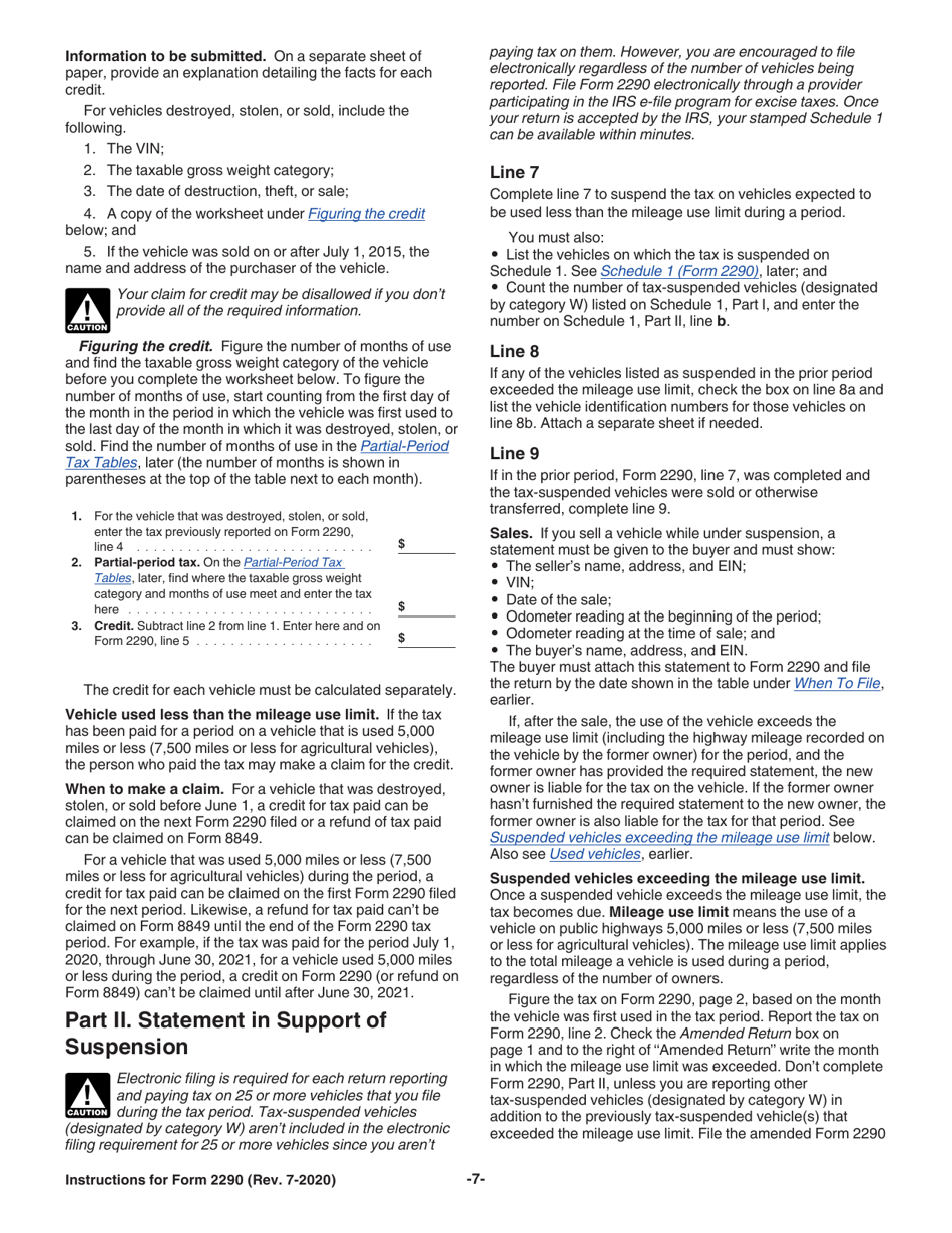 Instructions for IRS Form 2290 Heavy Highway Vehicle Use Tax Return, Page 9
