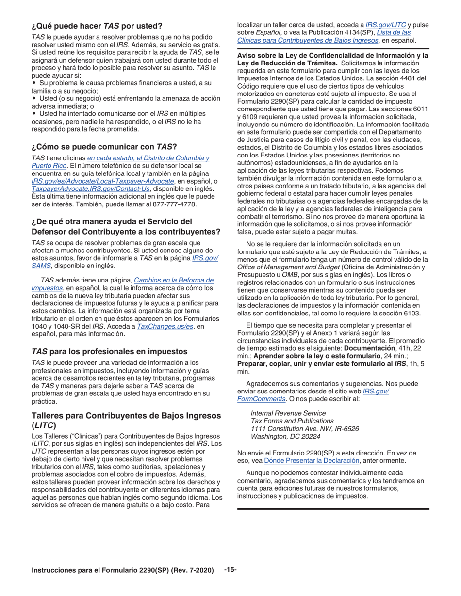 Instructions for IRS Form 2290(SP) Declaracion Del Impuesto Sobre El Uso De Vehiculos Pesados En Las Carreteras, Page 17