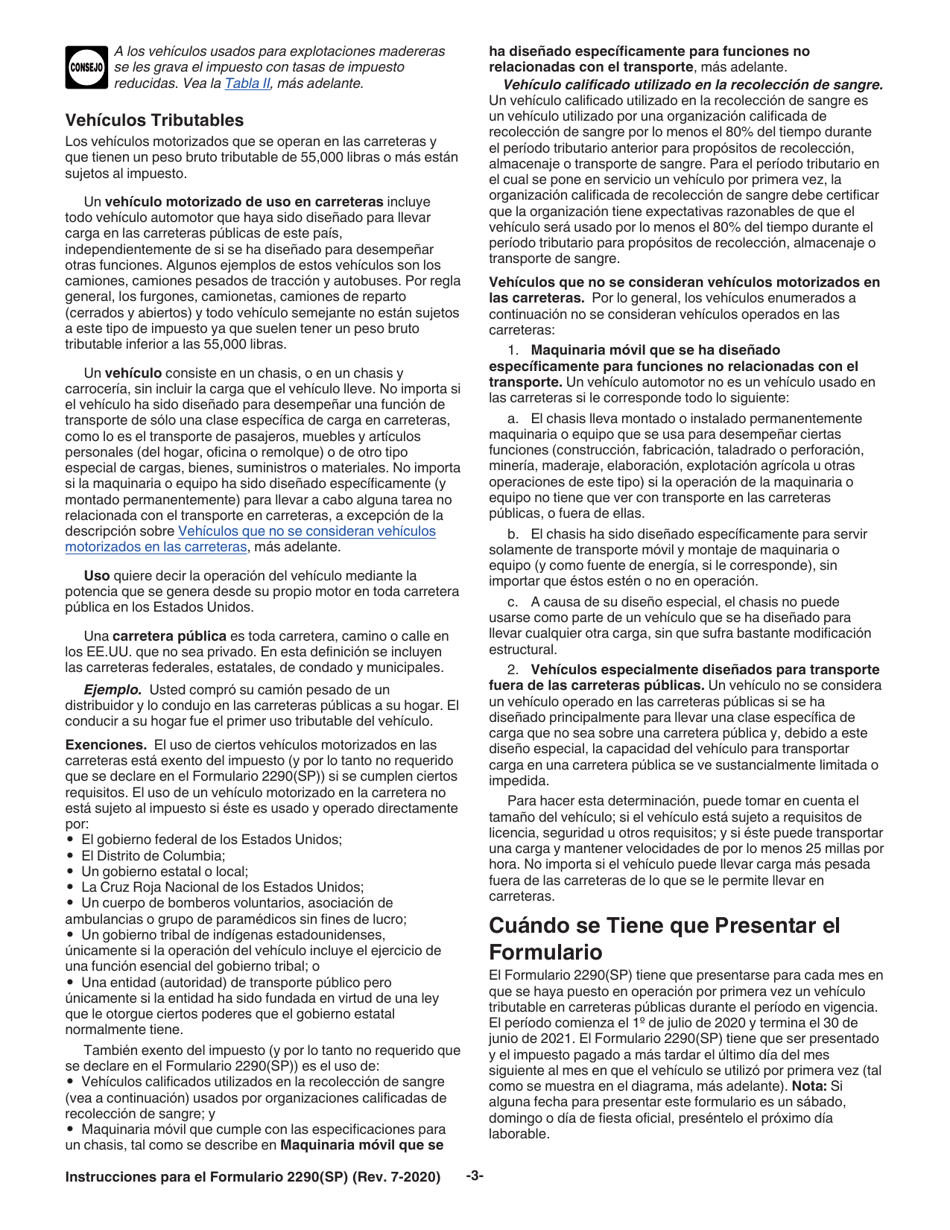 Instructions for IRS Form 2290(SP) Declaracion Del Impuesto Sobre El Uso De Vehiculos Pesados En Las Carreteras, Page 5