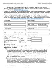 Form CDPH5000-A Temporary Permission for Program Flexibility and for Emergencies - California