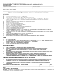 Document preview: Form TR-0410 Encroachment Permit Application Checklist - Special Events - California