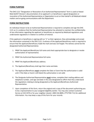 Form DHS1121 Designation or Revocation of an Authorized Representative - Hawaii, Page 2