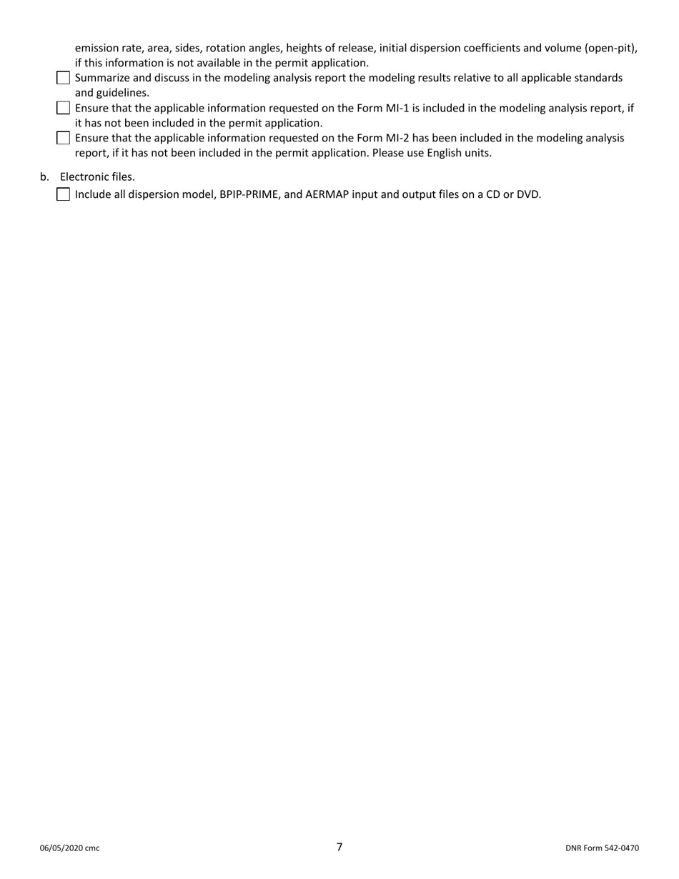 DNR Form 542-0470 Air Dispersion Modeling Checklist for Non-psd Construction Permit Applications - Iowa, Page 7