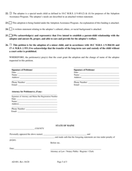 Form AD-001 Petition for Adoption and Change of Name - Maine, Page 5