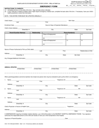 Form OCC1214 &quot;Emergency Form&quot; - Maryland