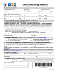 Form RDT103 Class D or M Road Test Application - Massachusetts
