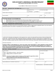 Form BDVR-154 Non-account &amp; Individual Record Request - Michigan