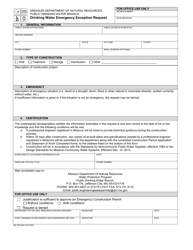 Document preview: Form MO780-2821 Drinking Water Emergency Exception Request - Missouri