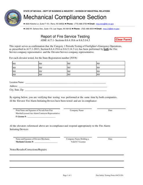 Report of Fire Service Testing - Nevada Download Pdf