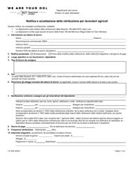 Document preview: Form LS309I Pay Notice and Acknowledgement for Farm Workers - New York (Italian)