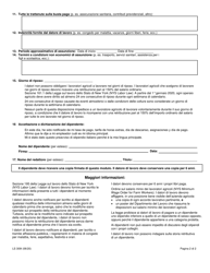 Form LS309I Pay Notice and Acknowledgement for Farm Workers - New York (Italian), Page 2