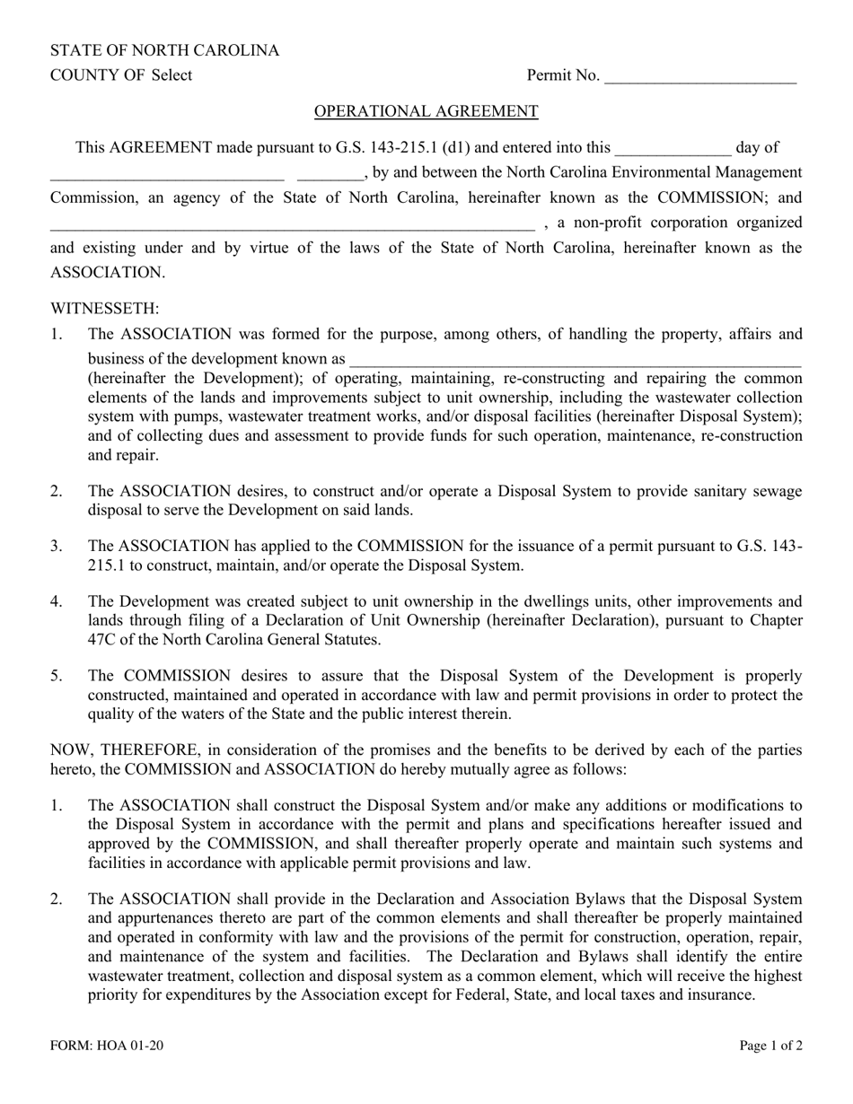 Form HOA Operational Agreement - North Carolina, Page 1