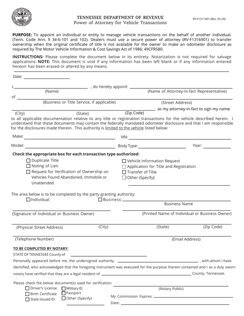 Form RV-F1311401  Printable Pdf