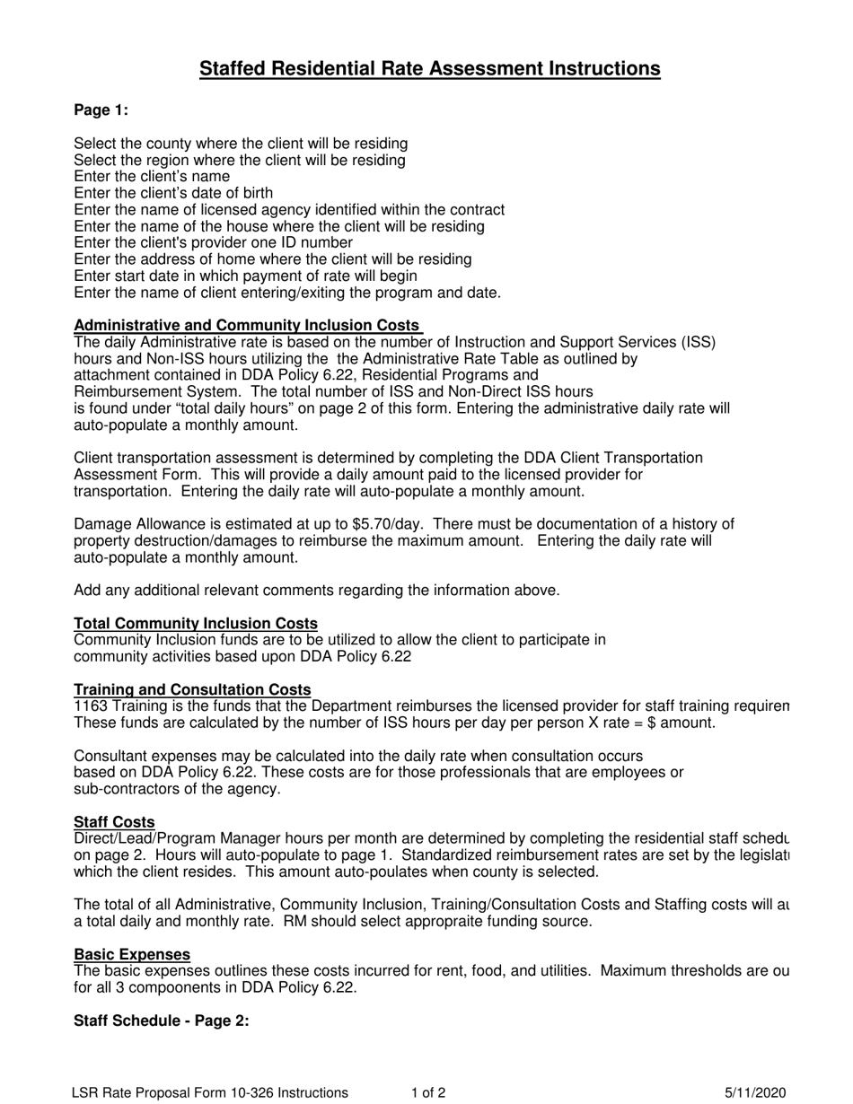 DSHS Form 10-326 Staffed Residential Rate Proposal - Washington, Page 6