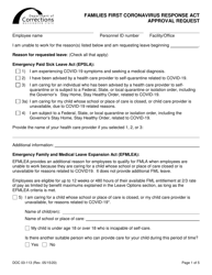 Form DOC03-113 Families First Coronavirus Response Act Approval Request - Washington