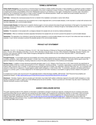 DD Form 3112 Personnel Accountability and Assessment Notification for Coronavirus Disease (Covid-19) Exposure, Page 3