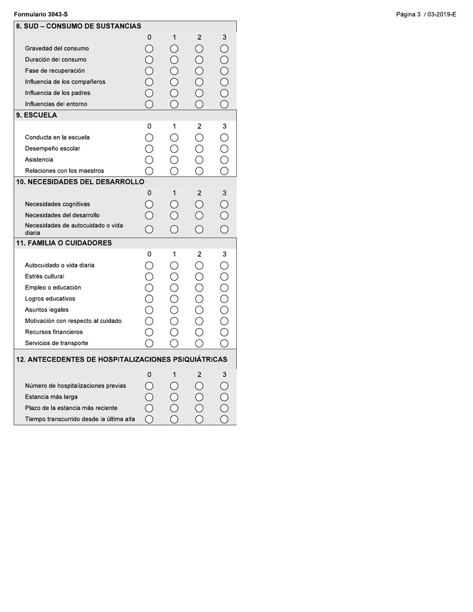 Formulario 3043-S Necesidades Y Cualidades Del Nino Y Del Adolescente (Cans) Para La Salud Mental De 6 a 17 Anos - Texas (Spanish), Page 3