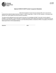 Document preview: Form 5004 Optional Covid-19 Chip Provider Co-payment Attestation - Texas