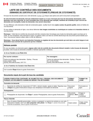 Forme CIT0014 Liste De Controle DES Documents - Demande De Certificat De Citoyennete (Preuve De Citoyennete) - Canada (French)
