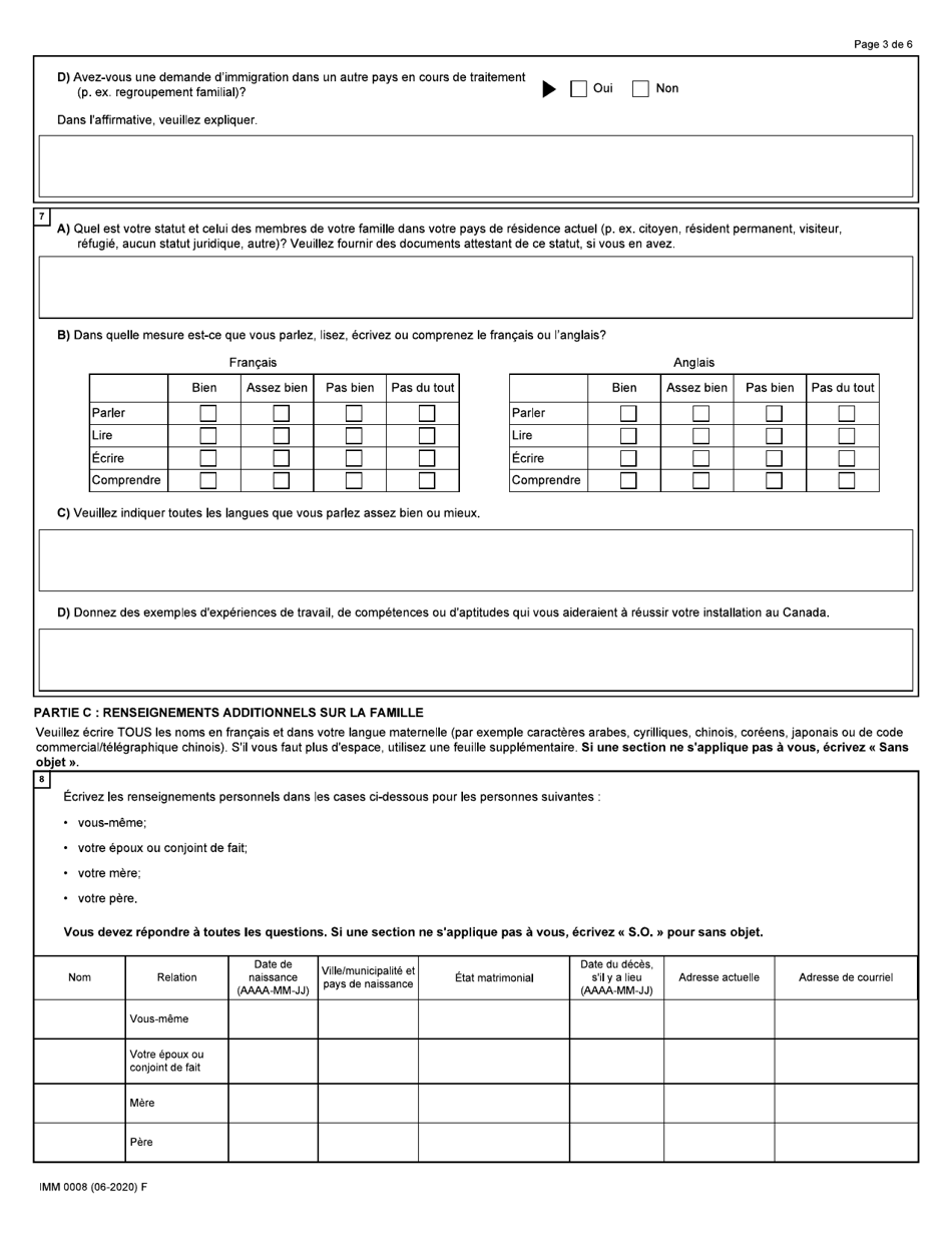Forme IMM0008 Agenda 2 Refugies Hors Canada - Canada (French), Page 3