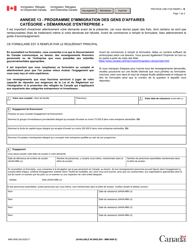 Document preview: Forme IMM0008 Agenda 13 Programme D'immigration DES Gens D'affaires Categorie "demarrage D'entreprise - Canada (French)