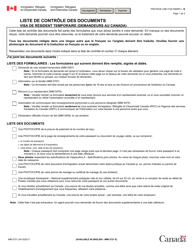 Forme IMM5721 Liste De Controle DES Documents Visa De Resident Temporaire (Demandeurs Au Canada) - Canada (French)
