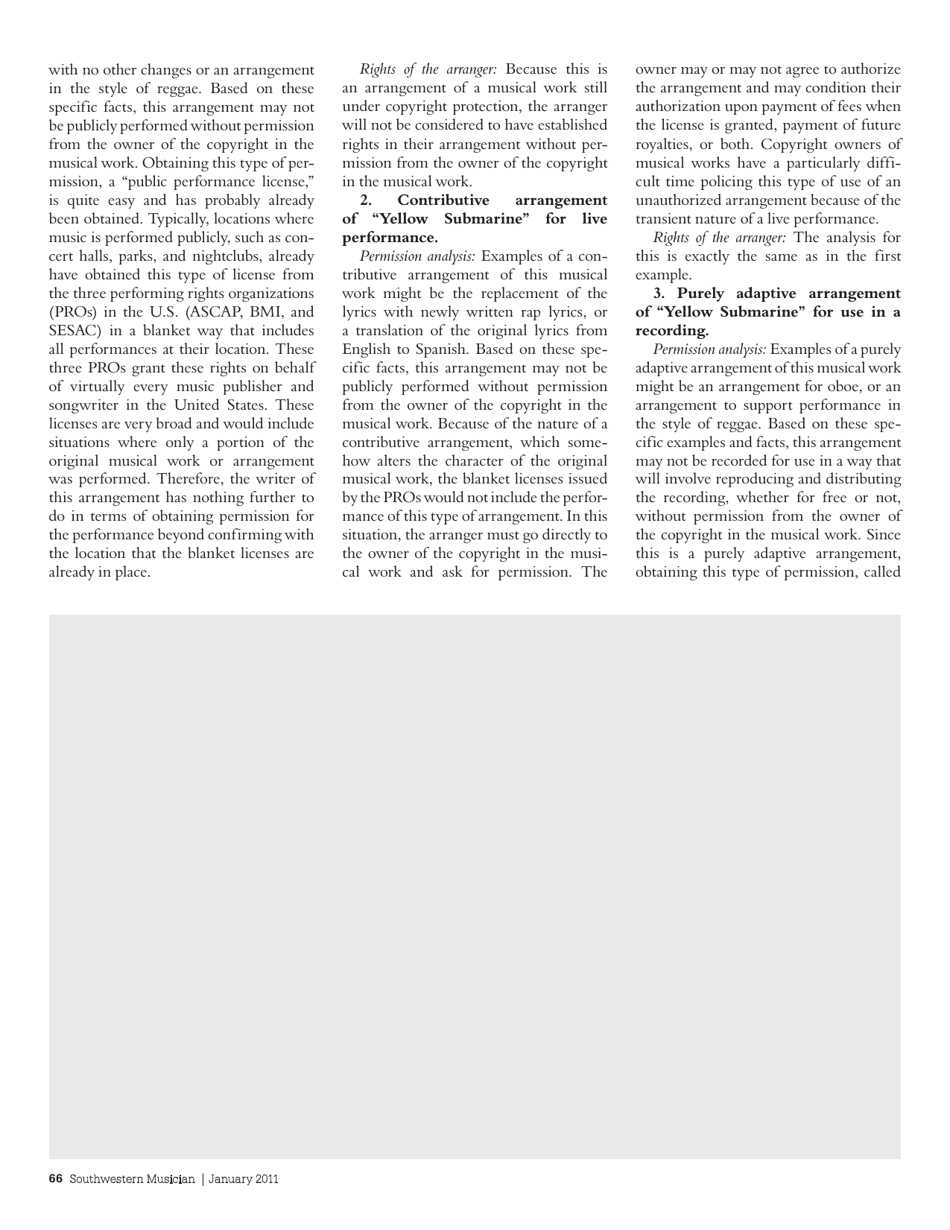Musical Arrangements and Copyright Law - Serona Elton, Southwestern Musician, Page 2