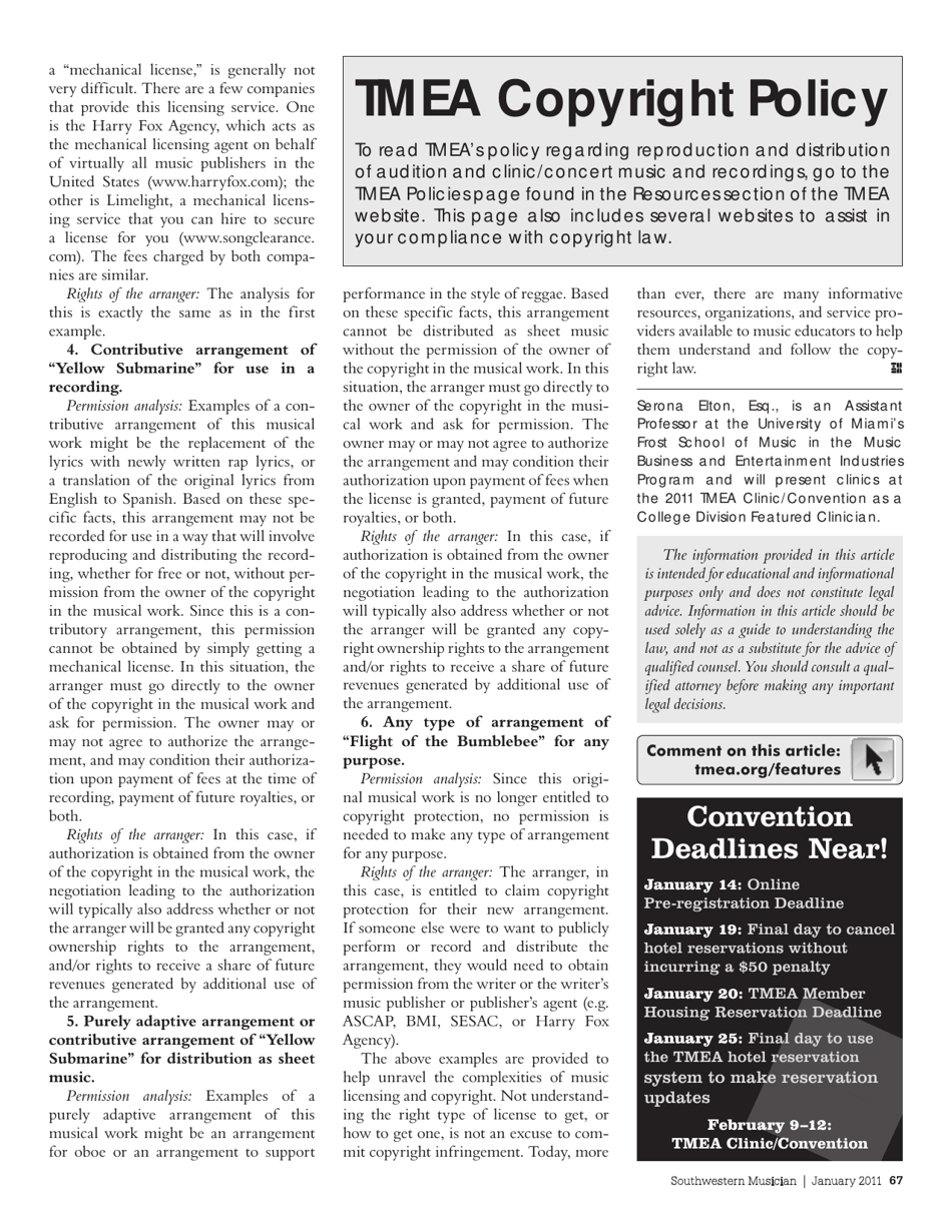 Musical Arrangements and Copyright Law - Serona Elton, Southwestern Musician, Page 3