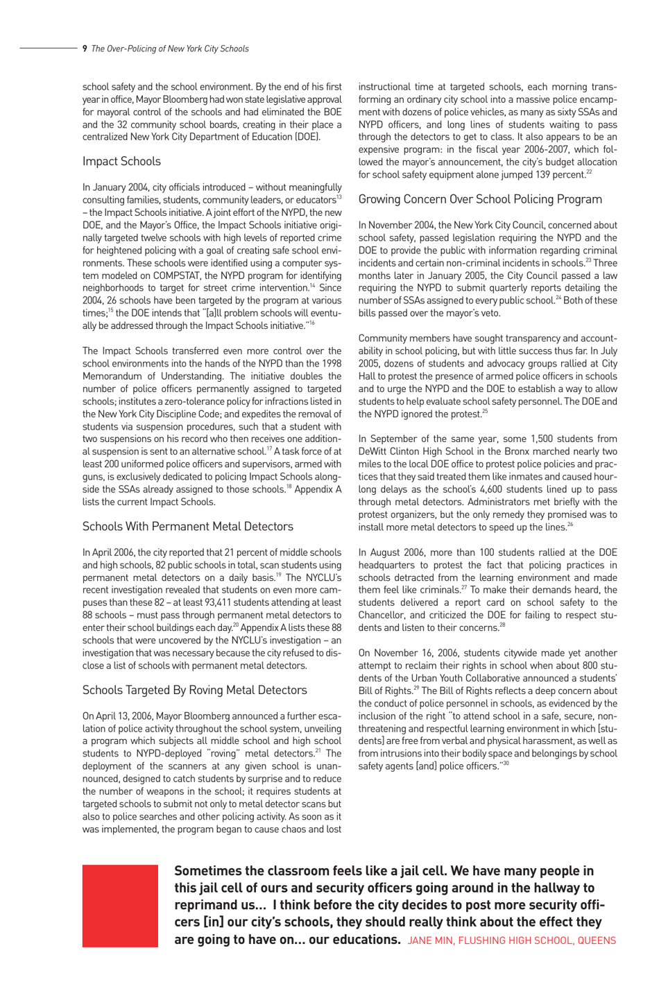 Criminalizing the Classroom: the Over-policing of New York City Schools, Page 10