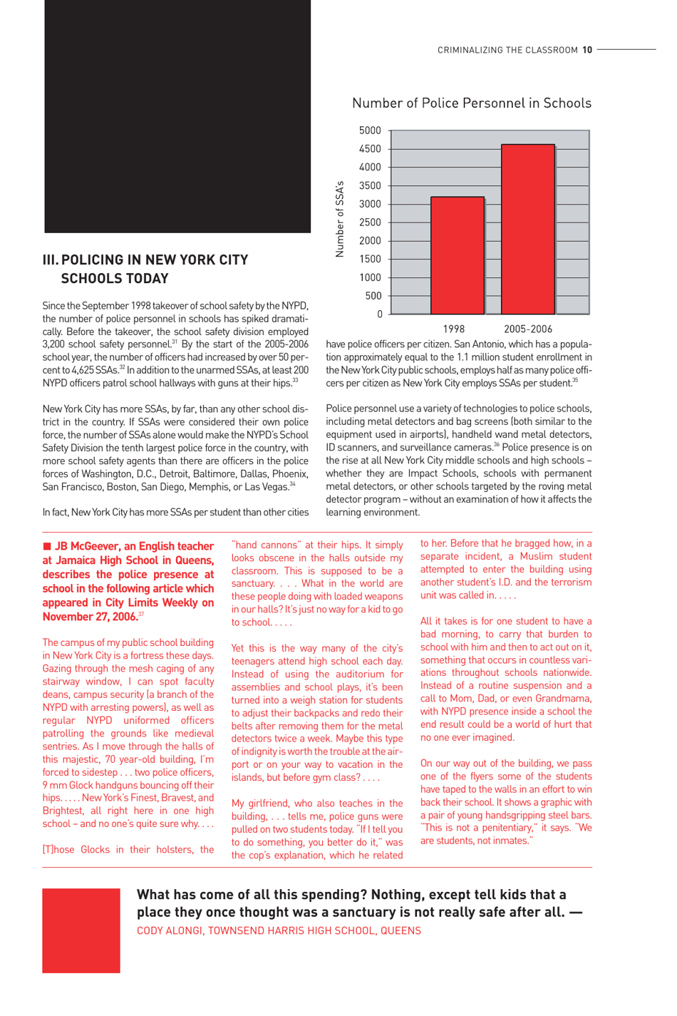 Criminalizing the Classroom: the Over-policing of New York City Schools, Page 11