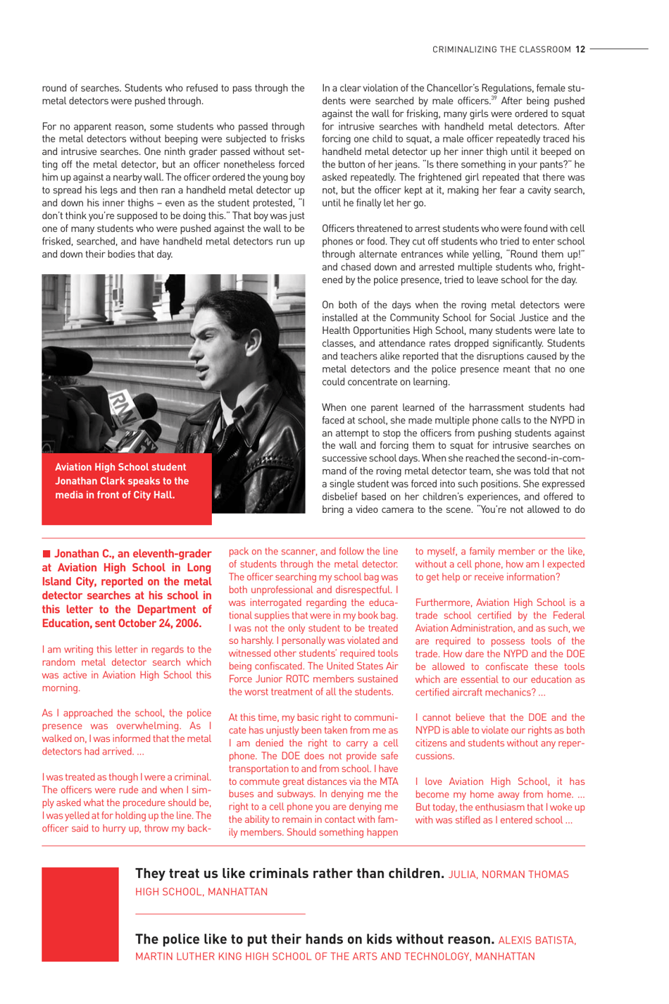 Criminalizing the Classroom: the Over-policing of New York City Schools, Page 13