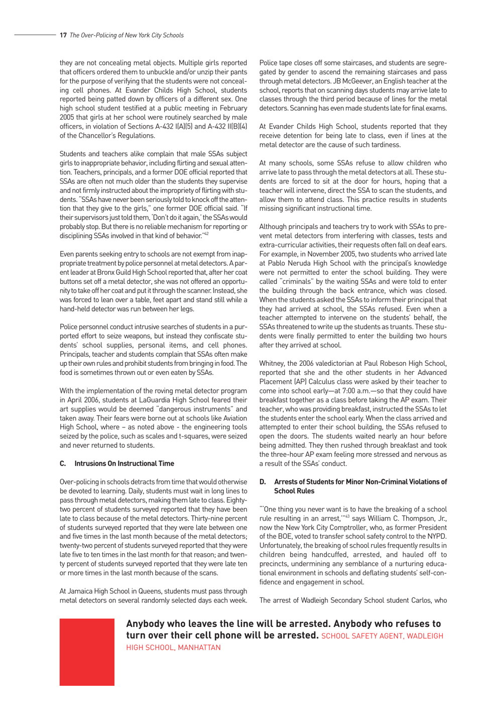 Criminalizing the Classroom: the Over-policing of New York City Schools, Page 18