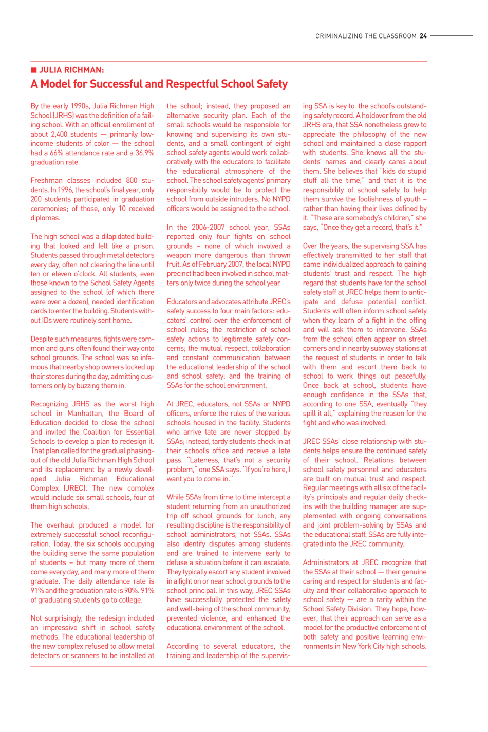 Criminalizing the Classroom: the Over-policing of New York City Schools, Page 25