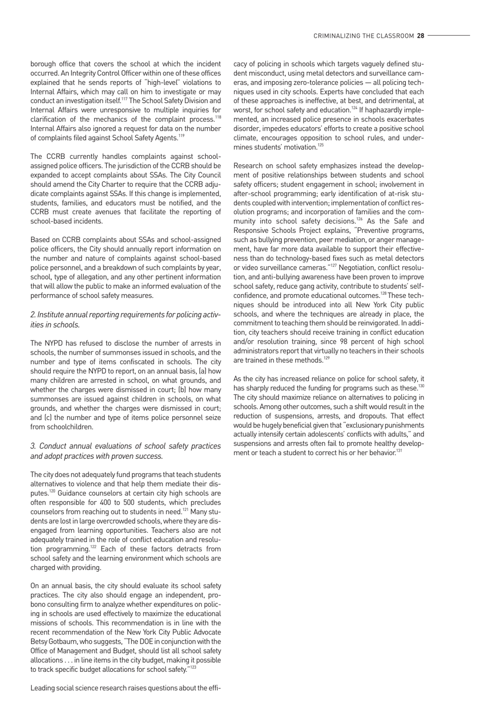Criminalizing the Classroom: the Over-policing of New York City Schools, Page 29