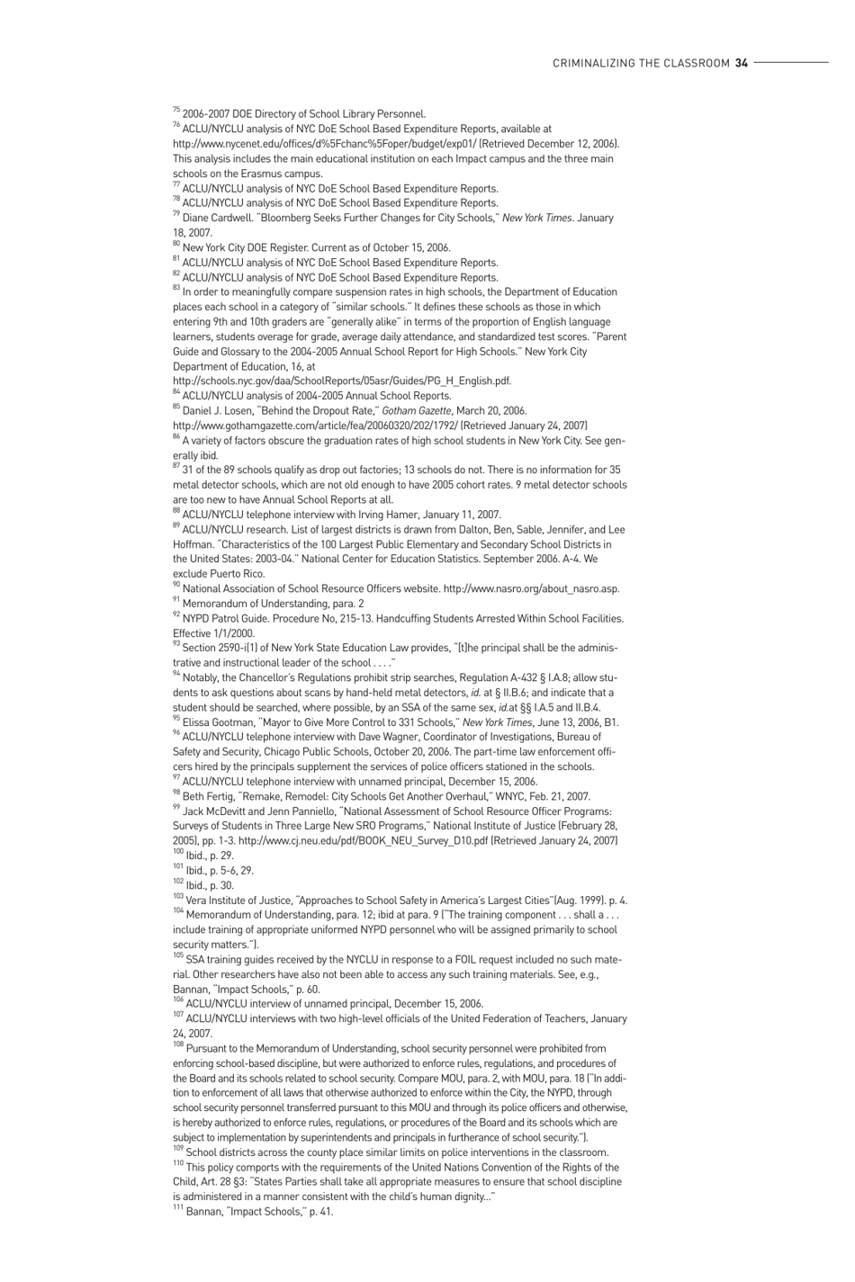 Criminalizing the Classroom: the Over-policing of New York City Schools, Page 35