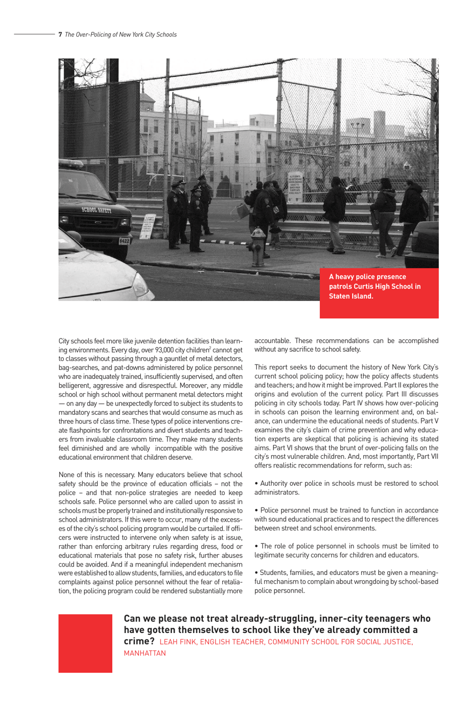 Criminalizing the Classroom: the Over-policing of New York City Schools, Page 8