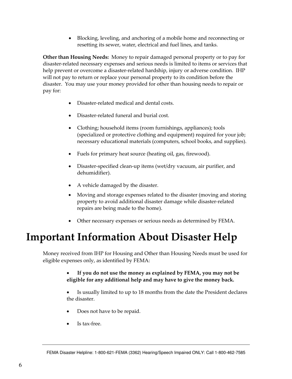 FEMA 545 - Help After a Disaster: Applicants Guide to the Individuals  Households Program, Page 10
