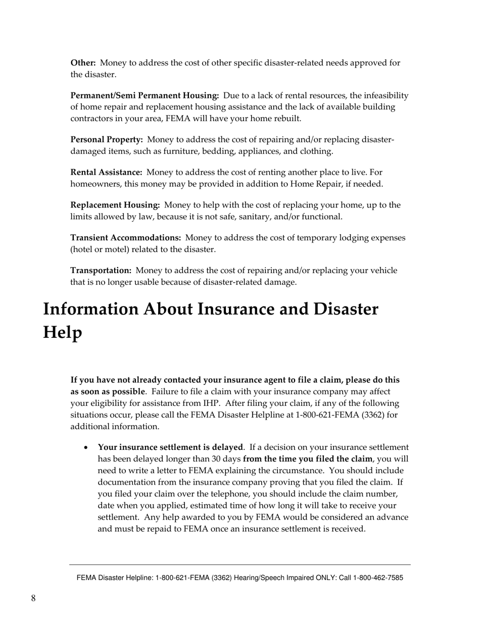 FEMA 545 - Help After a Disaster: Applicants Guide to the Individuals  Households Program, Page 12