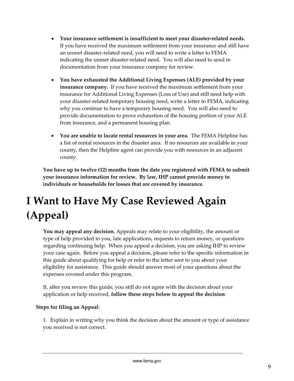 FEMA 545 - Help After a Disaster: Applicants Guide to the Individuals  Households Program, Page 13