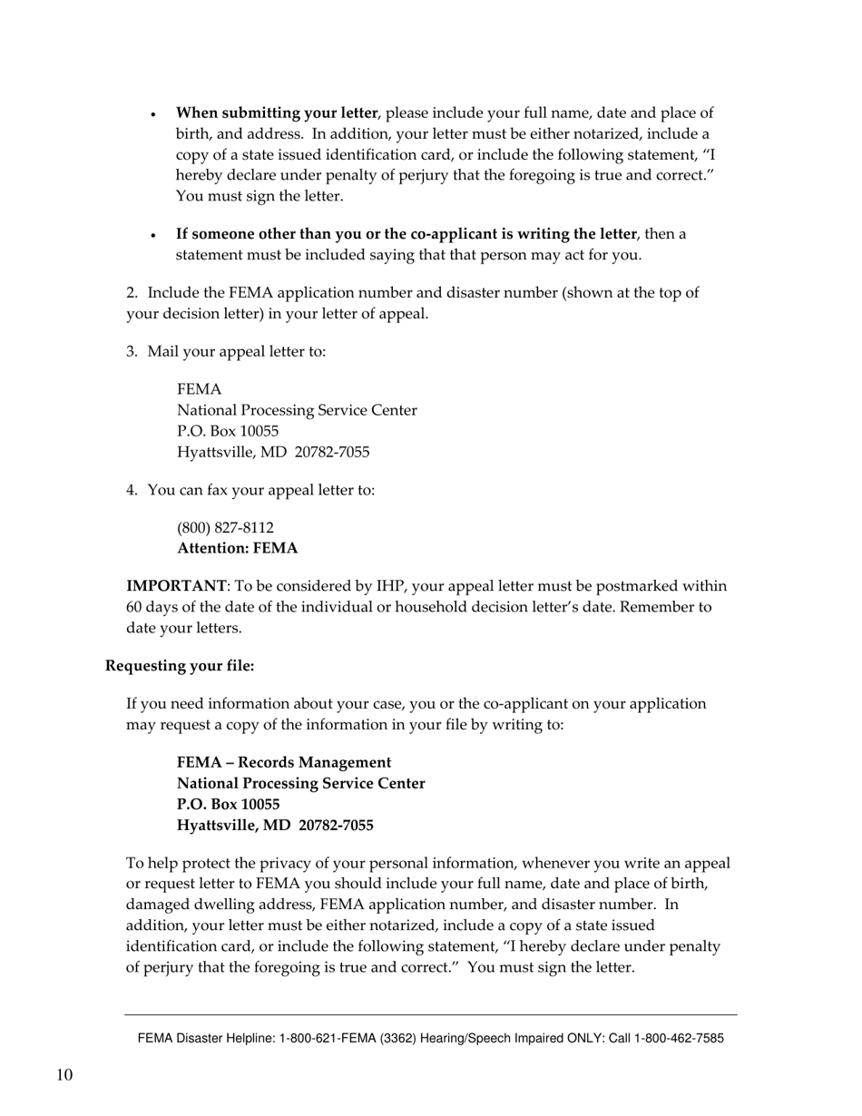FEMA 545 - Help After a Disaster: Applicants Guide to the Individuals  Households Program, Page 14